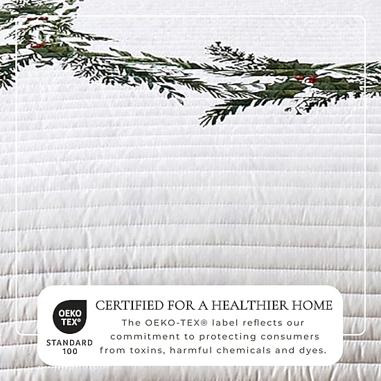 Linery Poinsettia Bordered Holiday Reversible Quilt Set