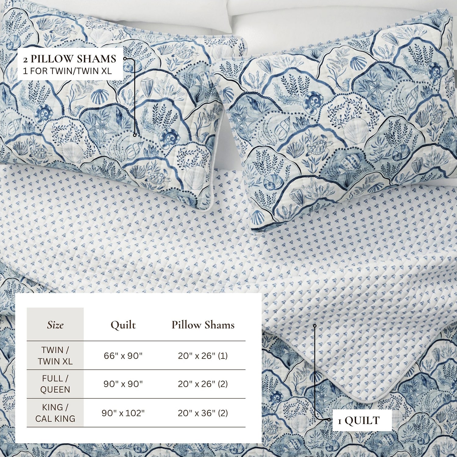 Linery Coastal Toile Reversible Quilt Set