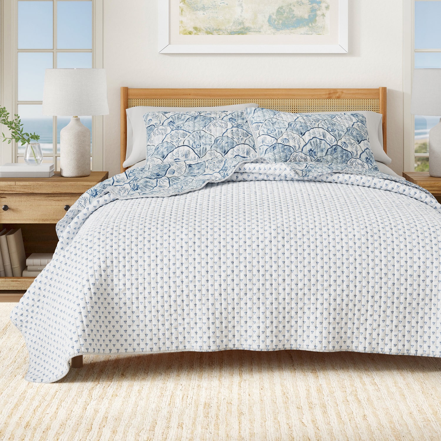 Linery Coastal Toile Reversible Quilt Set