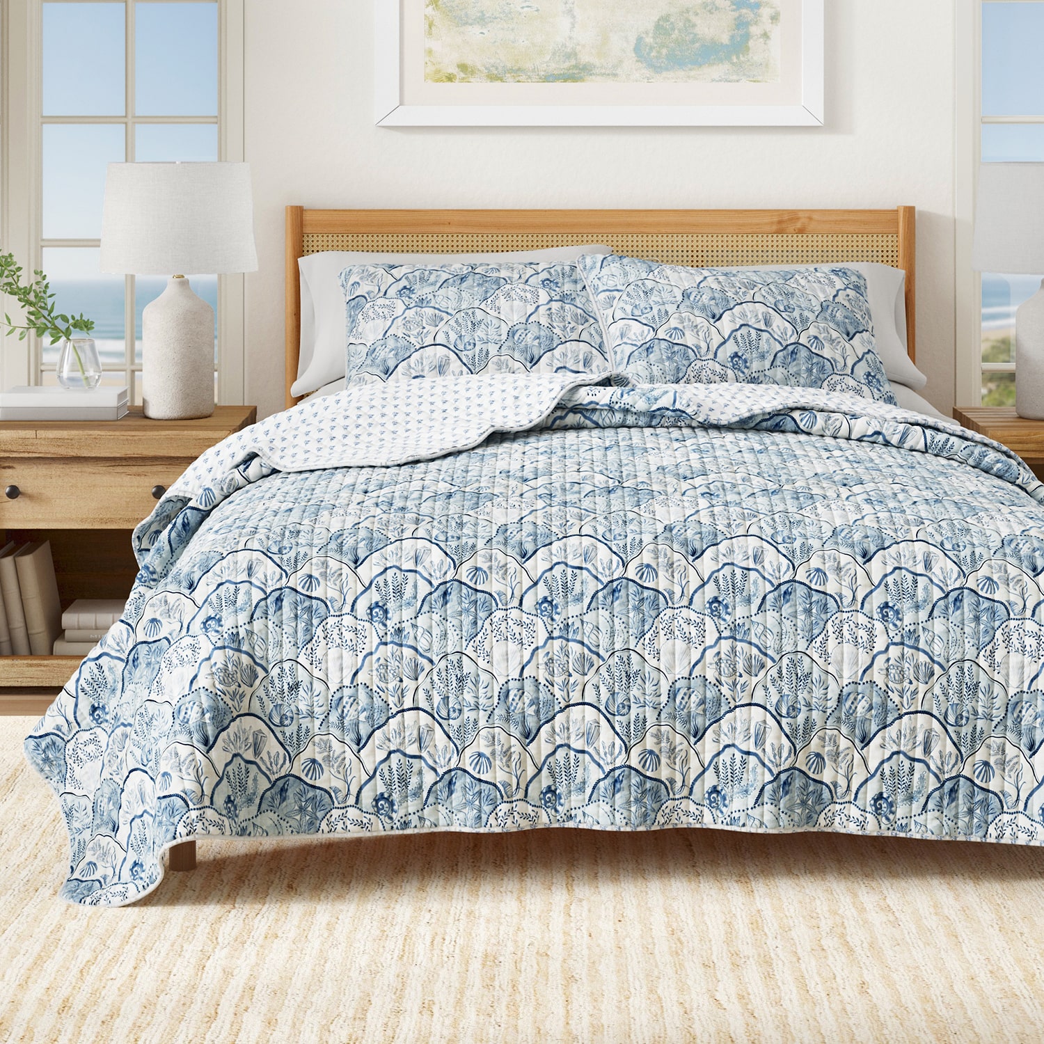 Linery Coastal Toile Reversible Quilt Set