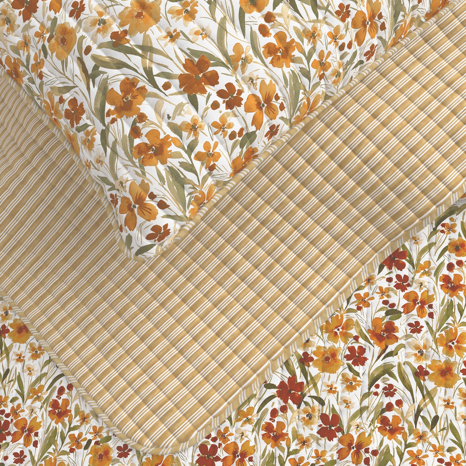 Linery Floral Meadow Printed Reversible Quilt Set