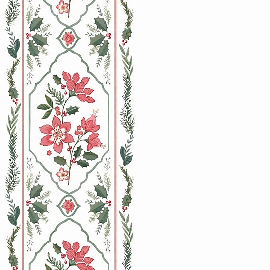 Linery Poinsettia Bordered Holiday Reversible Quilt Set