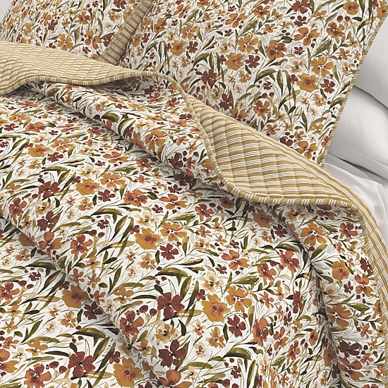 Linery Floral Meadow Printed Reversible Quilt Set