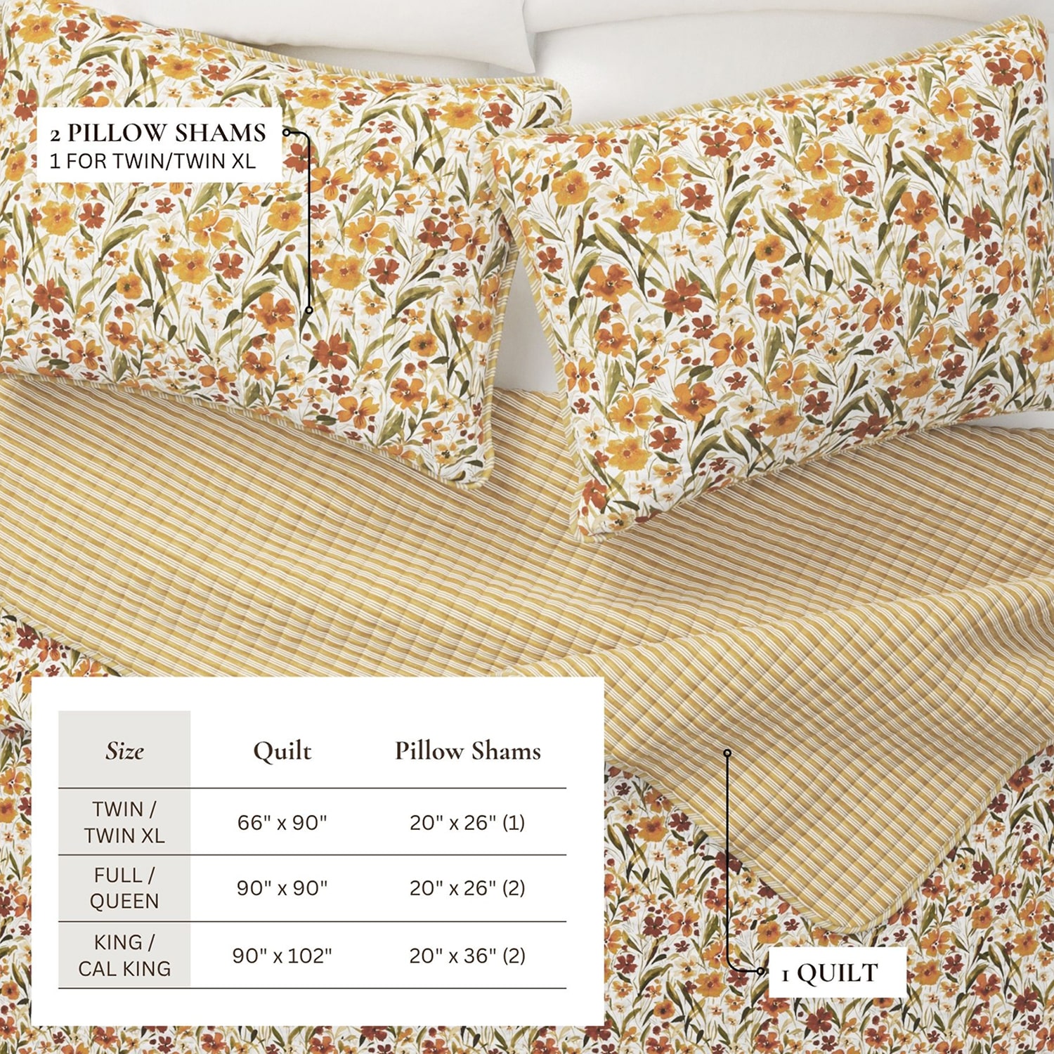 Linery Floral Meadow Printed Reversible Quilt Set