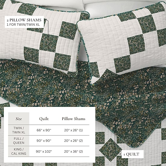 Linery Floral Patchwork Star Reversible Quilt Set