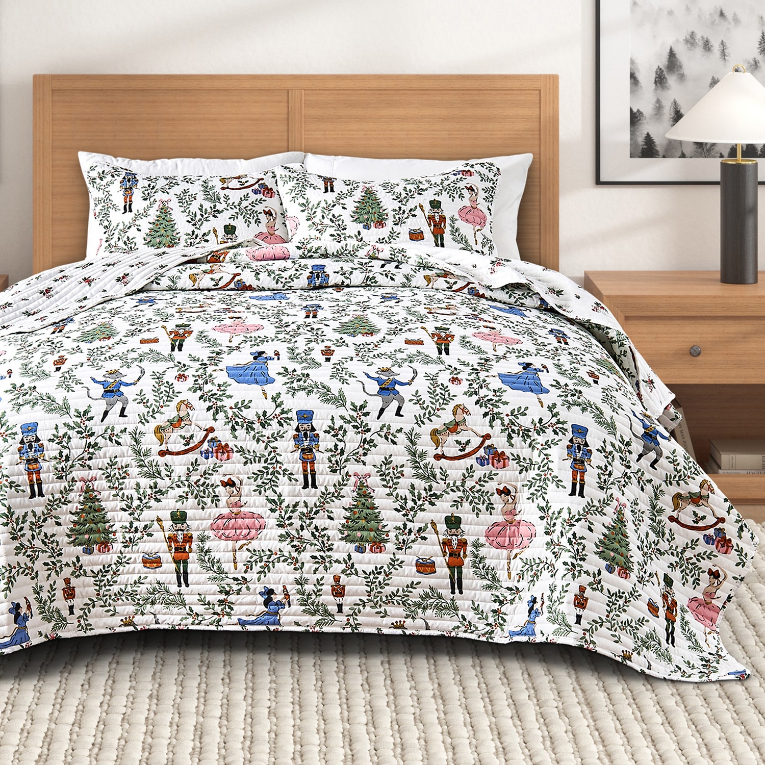 Linery Nutcracker Christmas Reversible Quilt Set