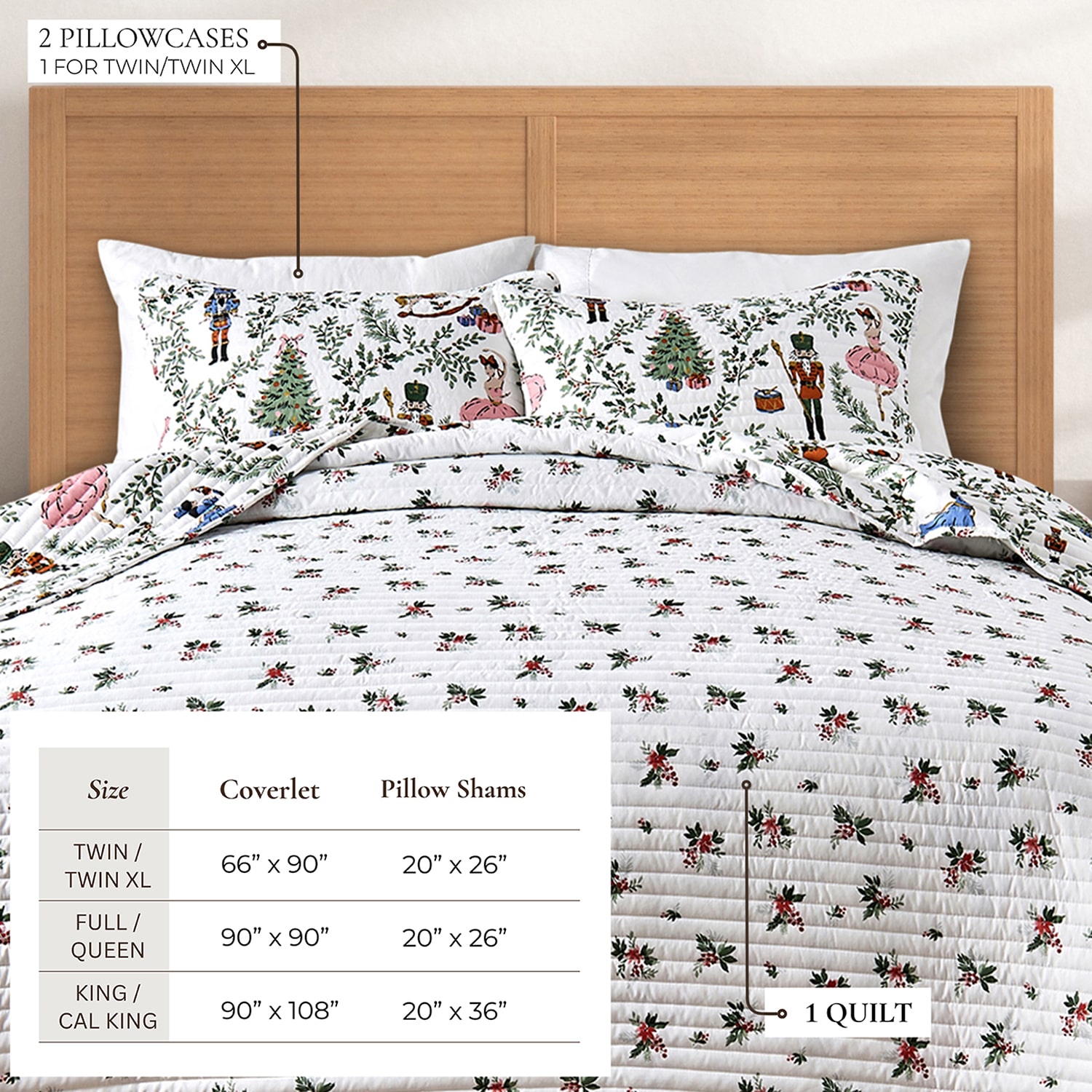 Linery Nutcracker Christmas Reversible Quilt Set