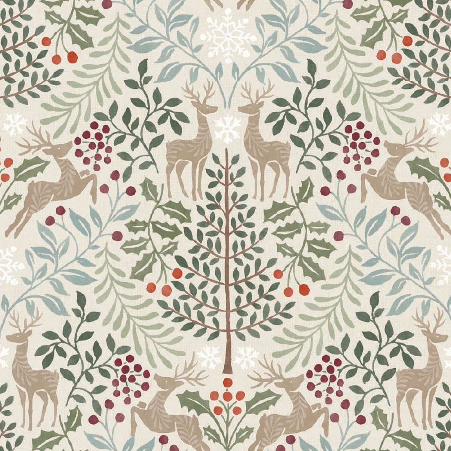 Linery Woodland Deer Holiday Reversible Quilt Set