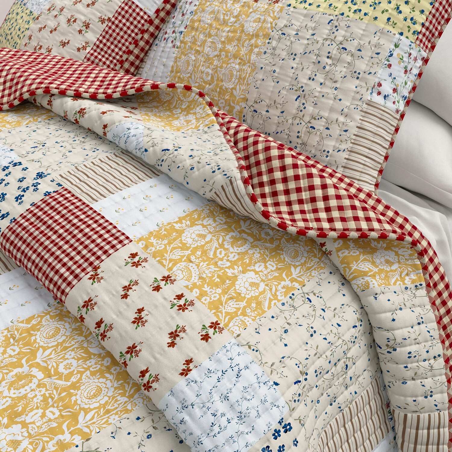Linery Floral Patchwork Reversible Quilt Set
