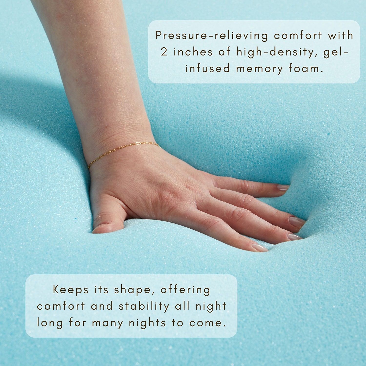 Linery 2-Inch Gel Memory Foam Mattress Topper With Removable Washable Cover