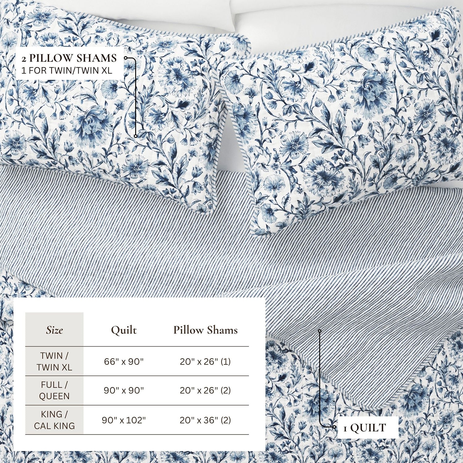 Linery Lightweight Floral Reversible Quilt Set