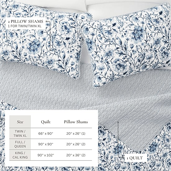 Linery Lightweight Floral Reversible Quilt Set