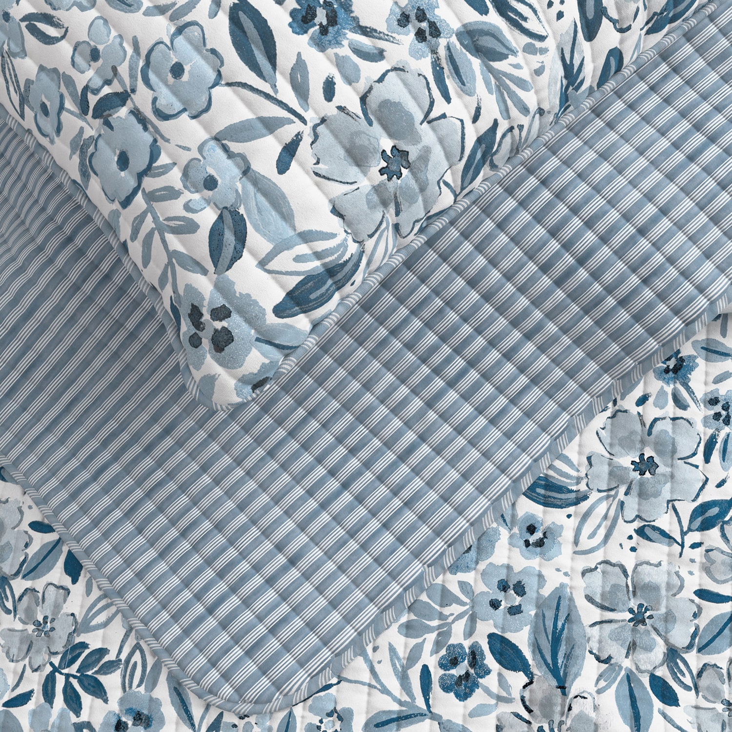 Linery Coastal Floral Bloom Reversible Quilt Set