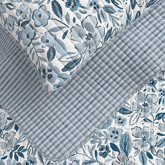 Linery Coastal Floral Bloom Reversible Quilt Set