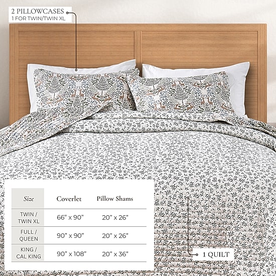 Linery Woodland Deer Holiday Reversible Quilt Set
