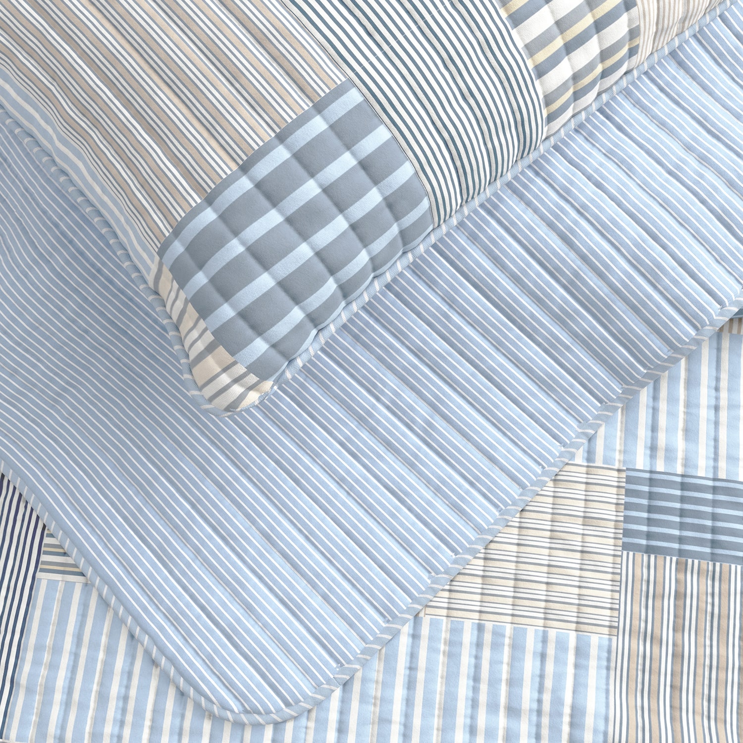 Linery Stripe Patchwork Reversible Quilt Set