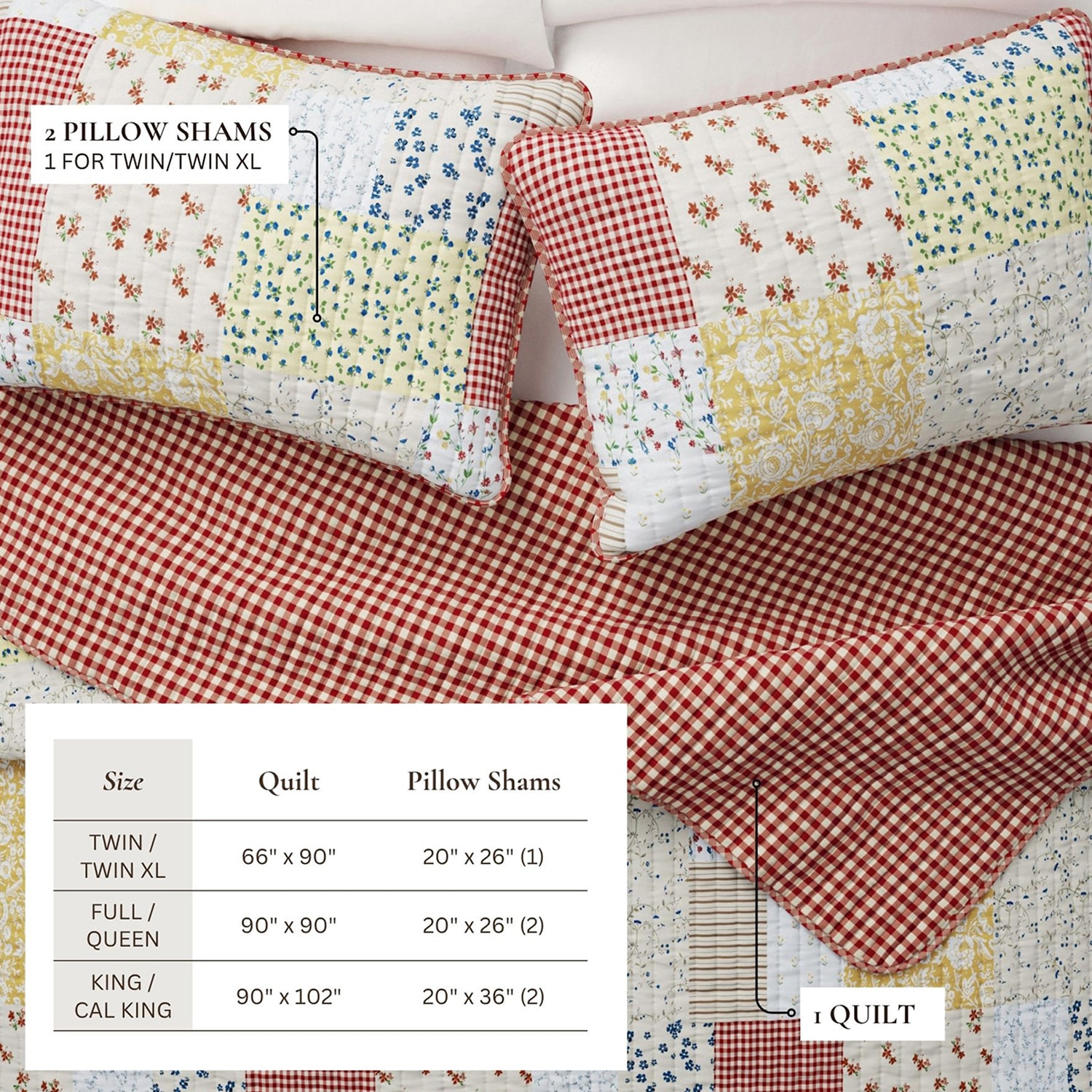 Linery Floral Patchwork Reversible Quilt Set