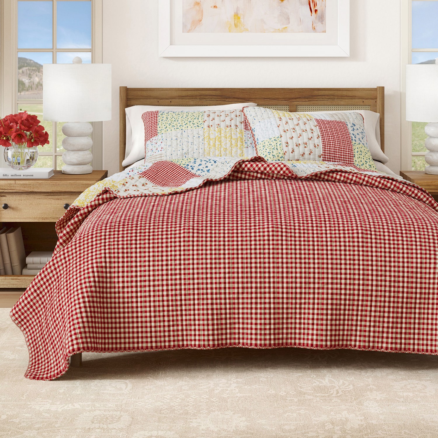 Linery Floral Patchwork Reversible Quilt Set