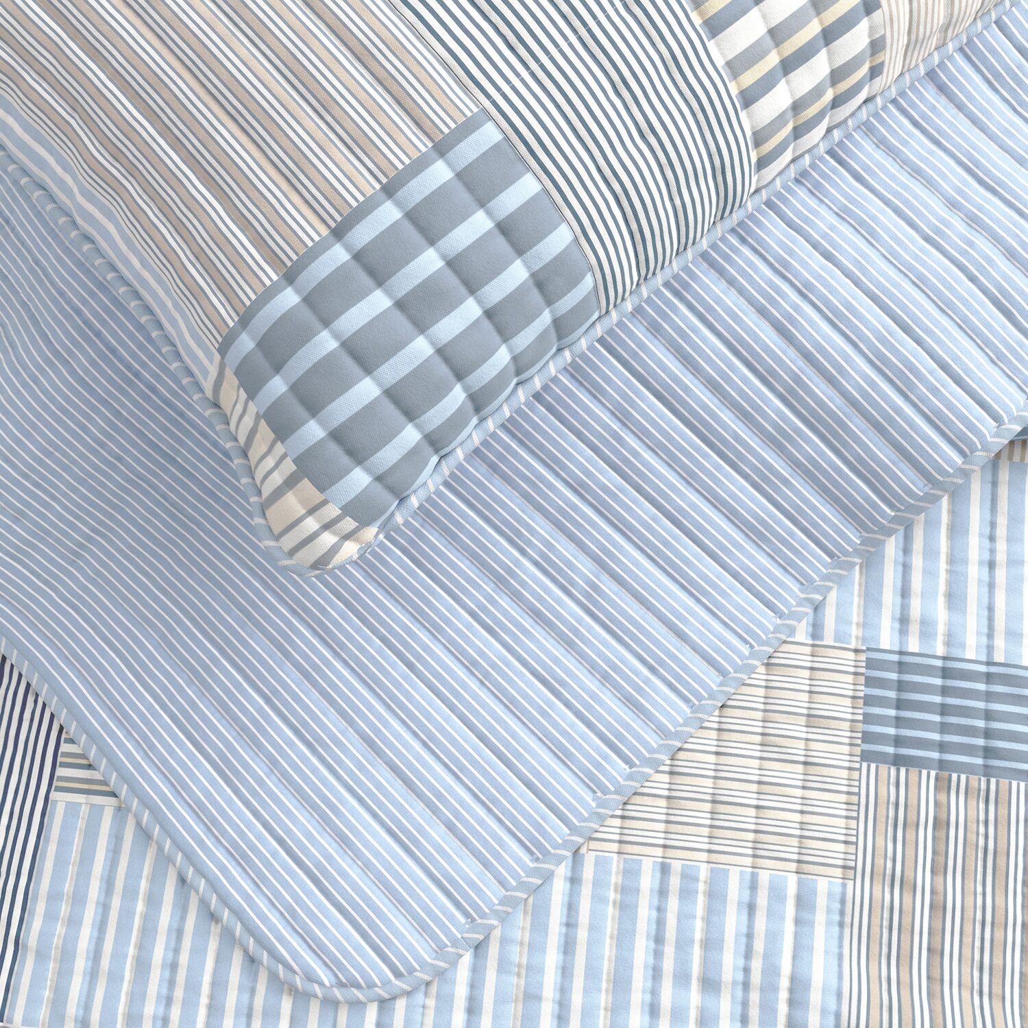 Linery Stripe Patchwork Reversible Quilt Set