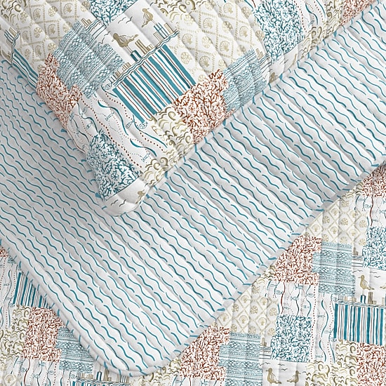 Linery Coastal Patchwork Reversible Quilt Set