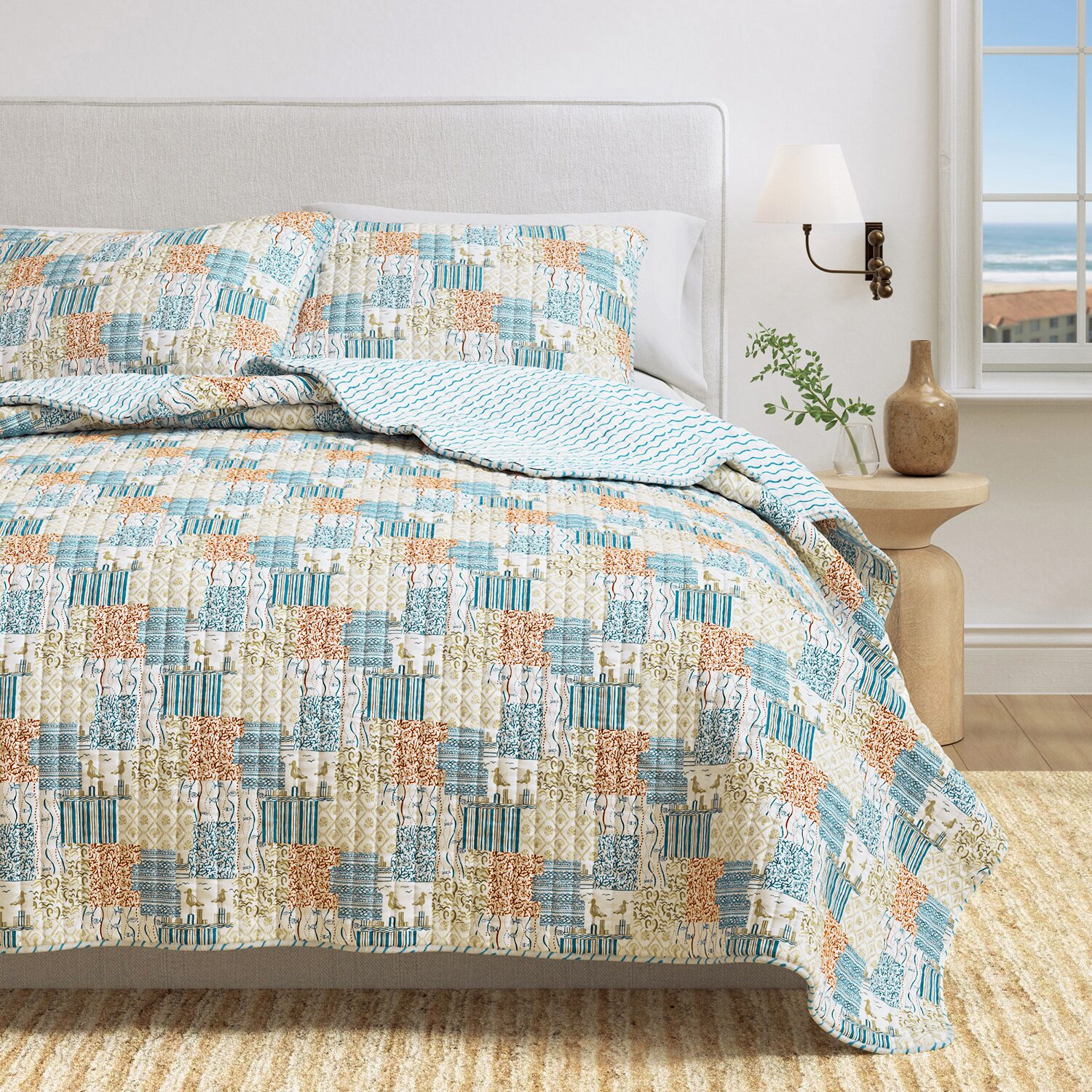 Linery Coastal Patchwork Reversible Quilt Set