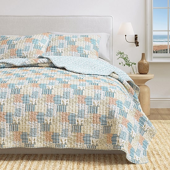Linery Coastal Patchwork Reversible Quilt Set