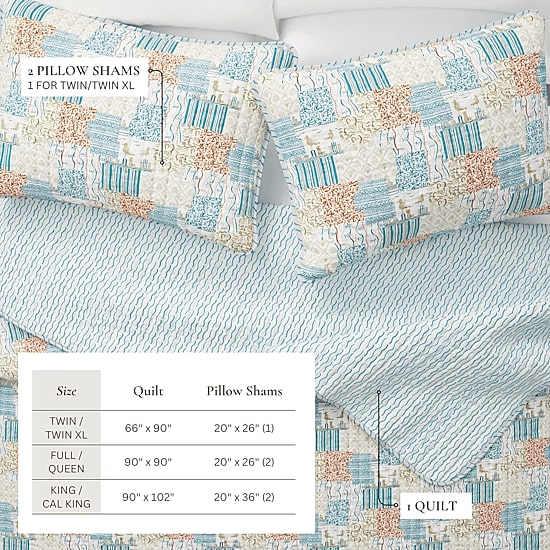 Linery Coastal Patchwork Reversible Quilt Set
