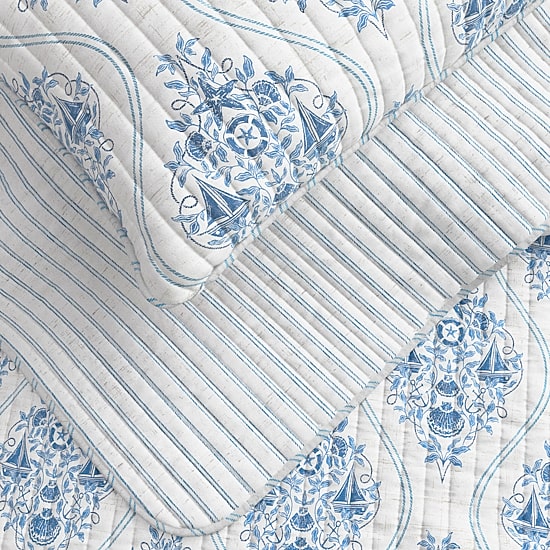 Linery Reversible Nautical Easy Care Quilt Set