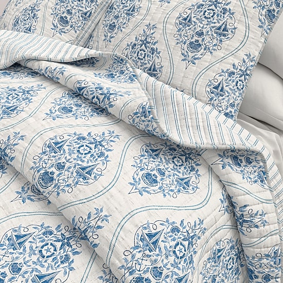 Linery Reversible Nautical Easy Care Quilt Set