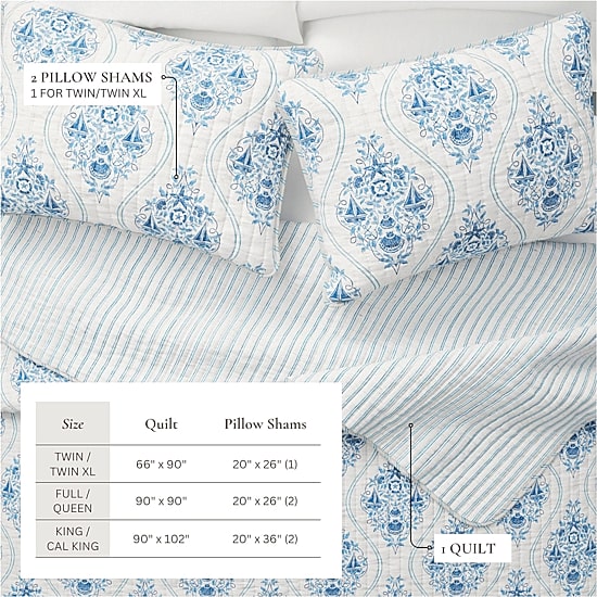 Linery Reversible Nautical Easy Care Quilt Set