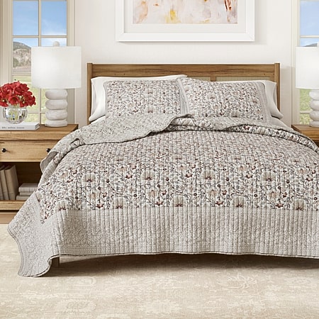 Laura Ashley Walled Garden Quilt Set USHSA91264466, Color: Mocha