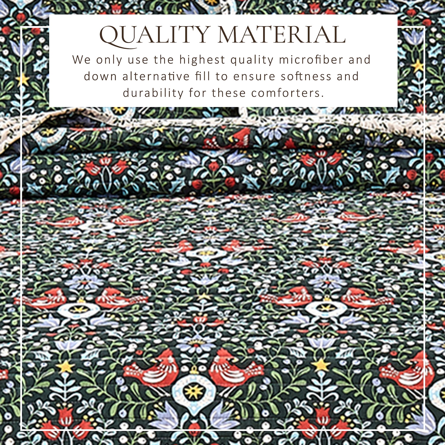 Linery Holiday Printed Microfiber Reversible Quilt Set