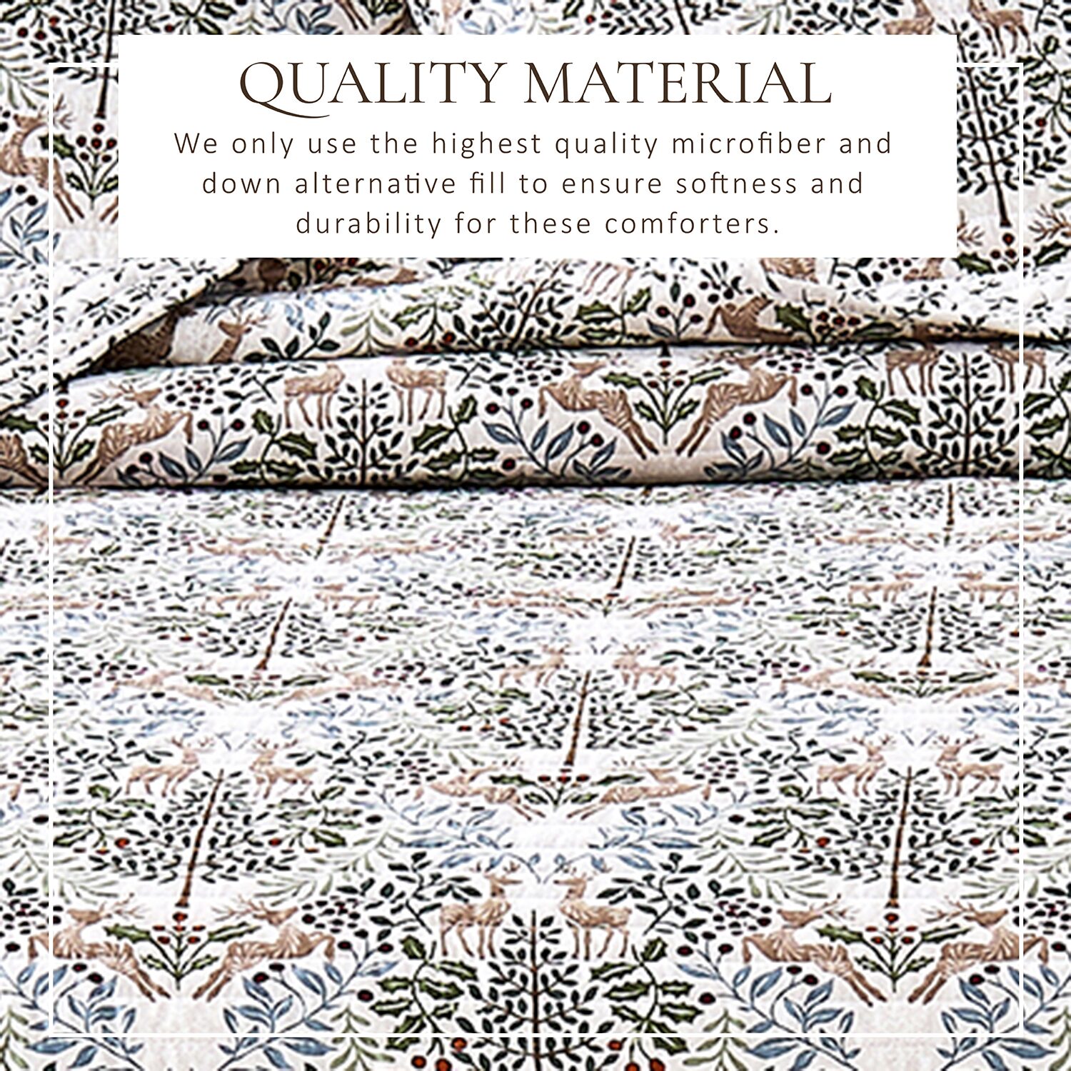 Linery Woodland Deer Holiday Reversible Quilt Set