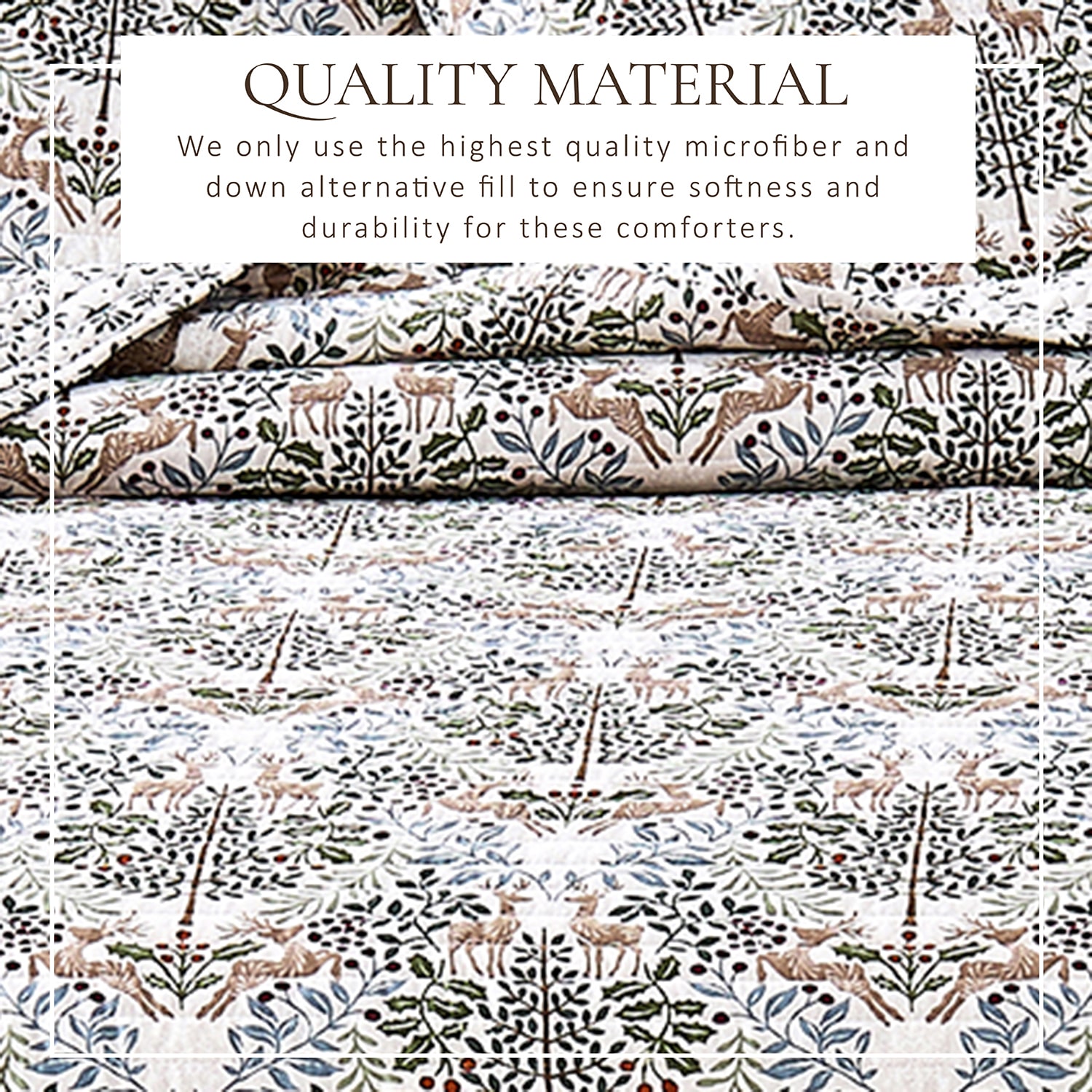 Linery Woodland Deer Holiday Reversible Quilt Set