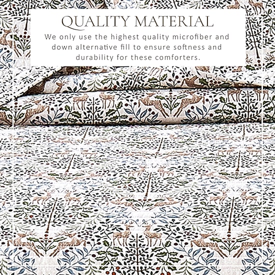 Linery Woodland Deer Holiday Reversible Quilt Set
