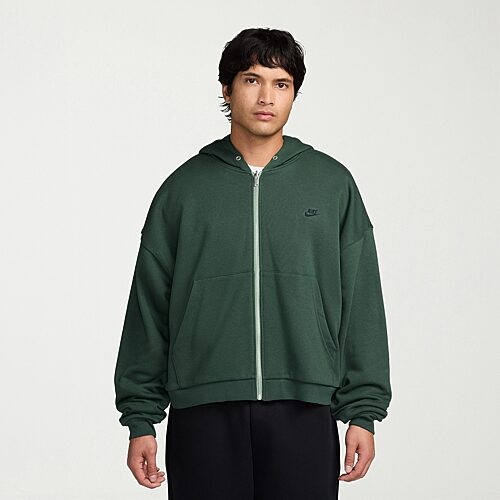 Nike Men's Club Oversized Fleece Full-Zip Reversible Hoodie in Green | IO3795-323
