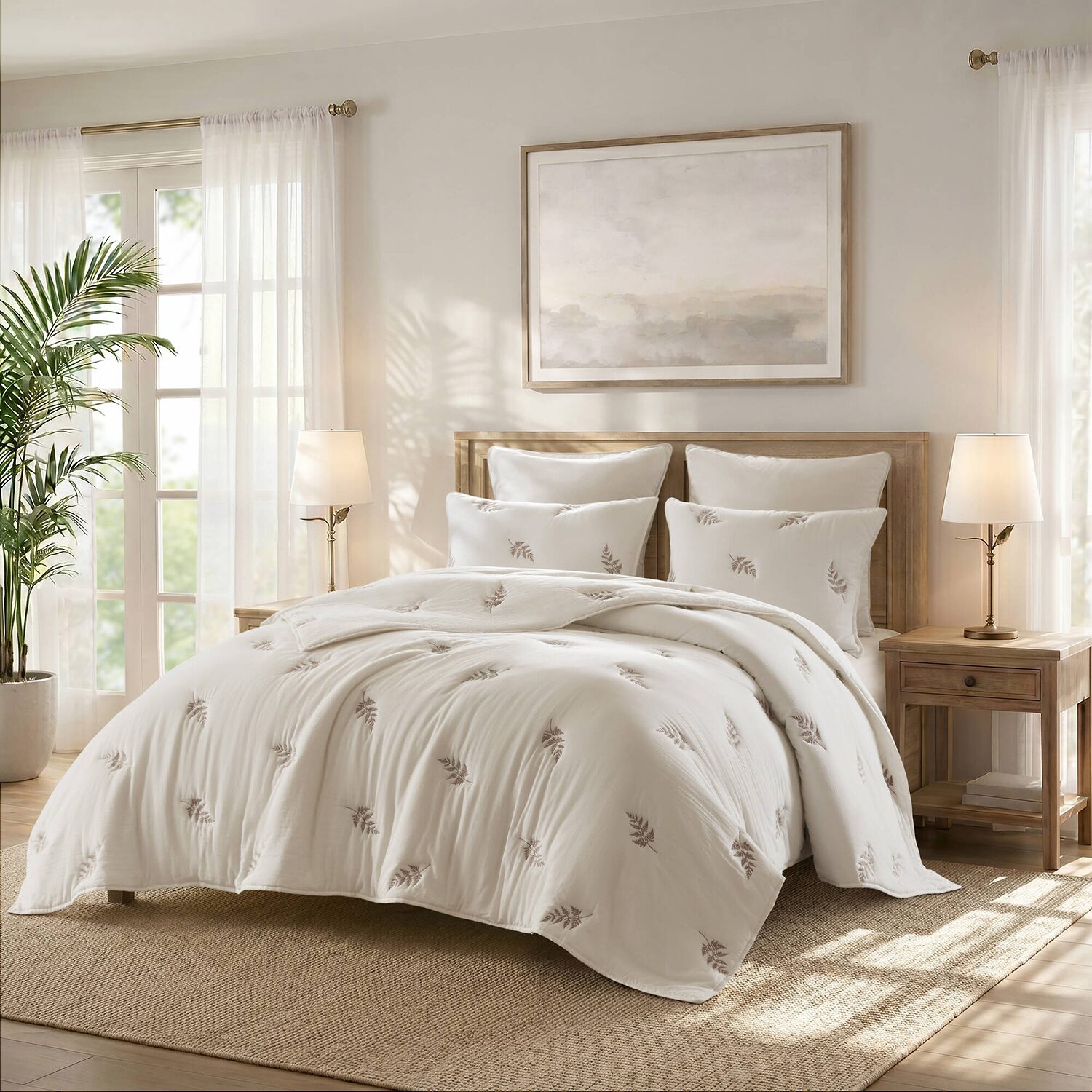 Harbor House Willow Botanical Cotton Lightweight 3-pc. Embroidered Quilt Set