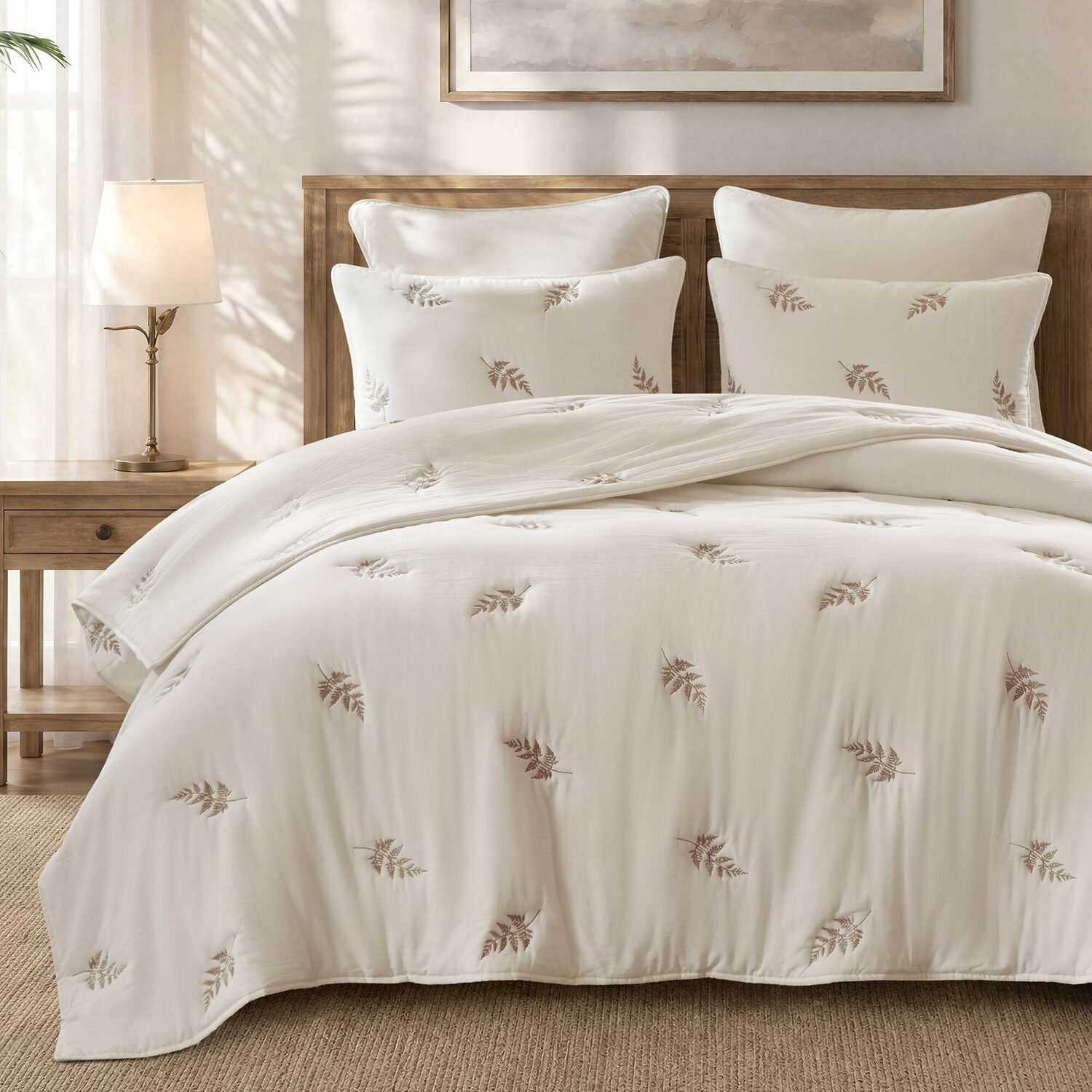 Harbor House Willow Botanical Cotton Lightweight 3-pc. Embroidered Quilt Set