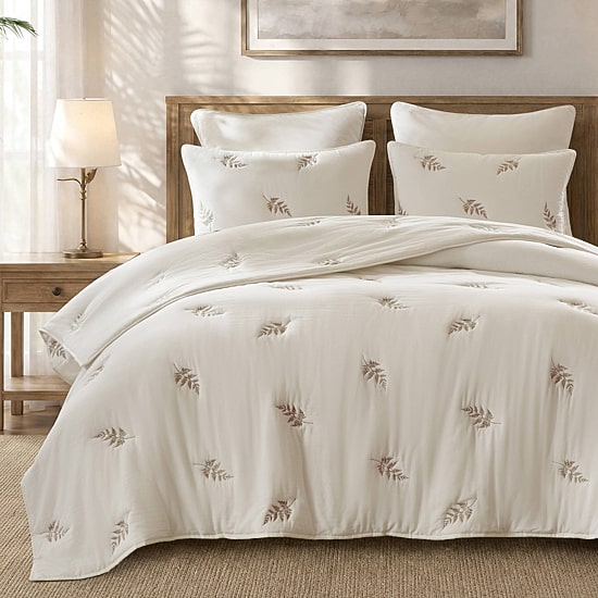 Harbor House Willow Botanical Cotton Lightweight 3-pc. Embroidered Quilt Set