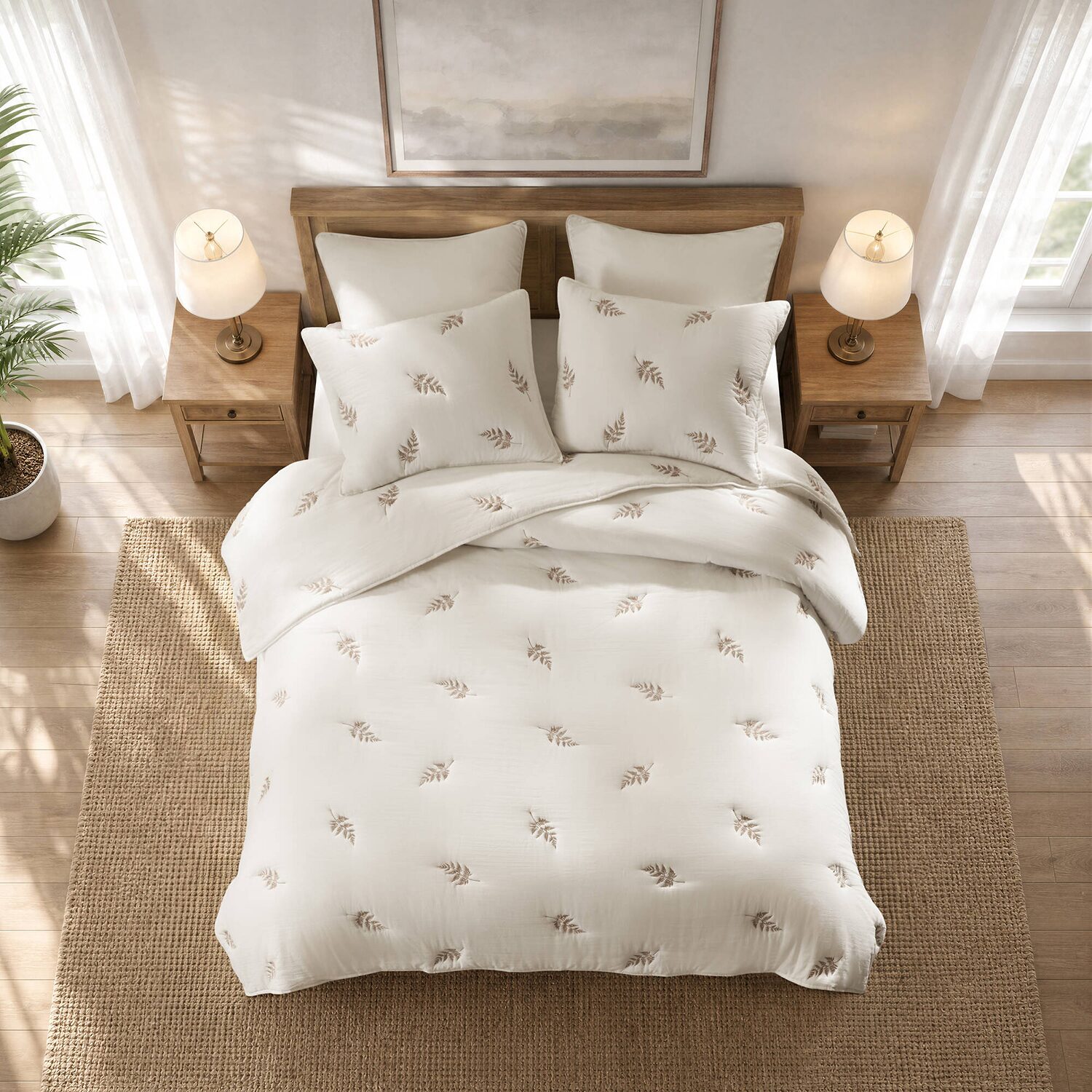 Harbor House Willow Botanical Cotton Lightweight 3-pc. Embroidered Quilt Set