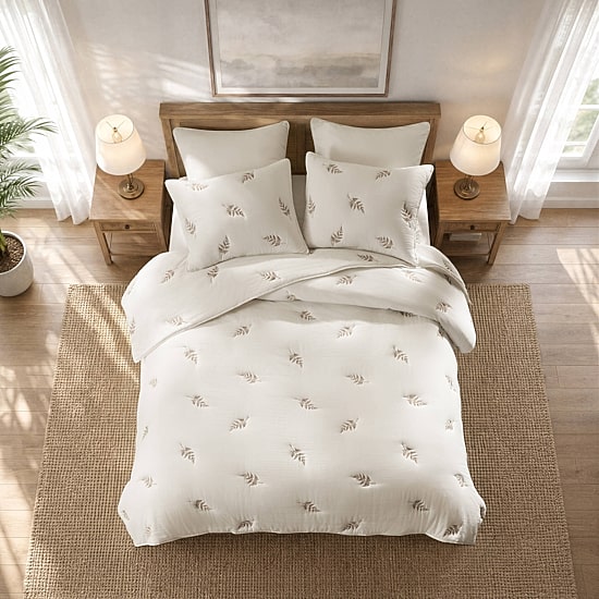 Harbor House Willow Botanical Cotton Lightweight 3-pc. Embroidered Quilt Set