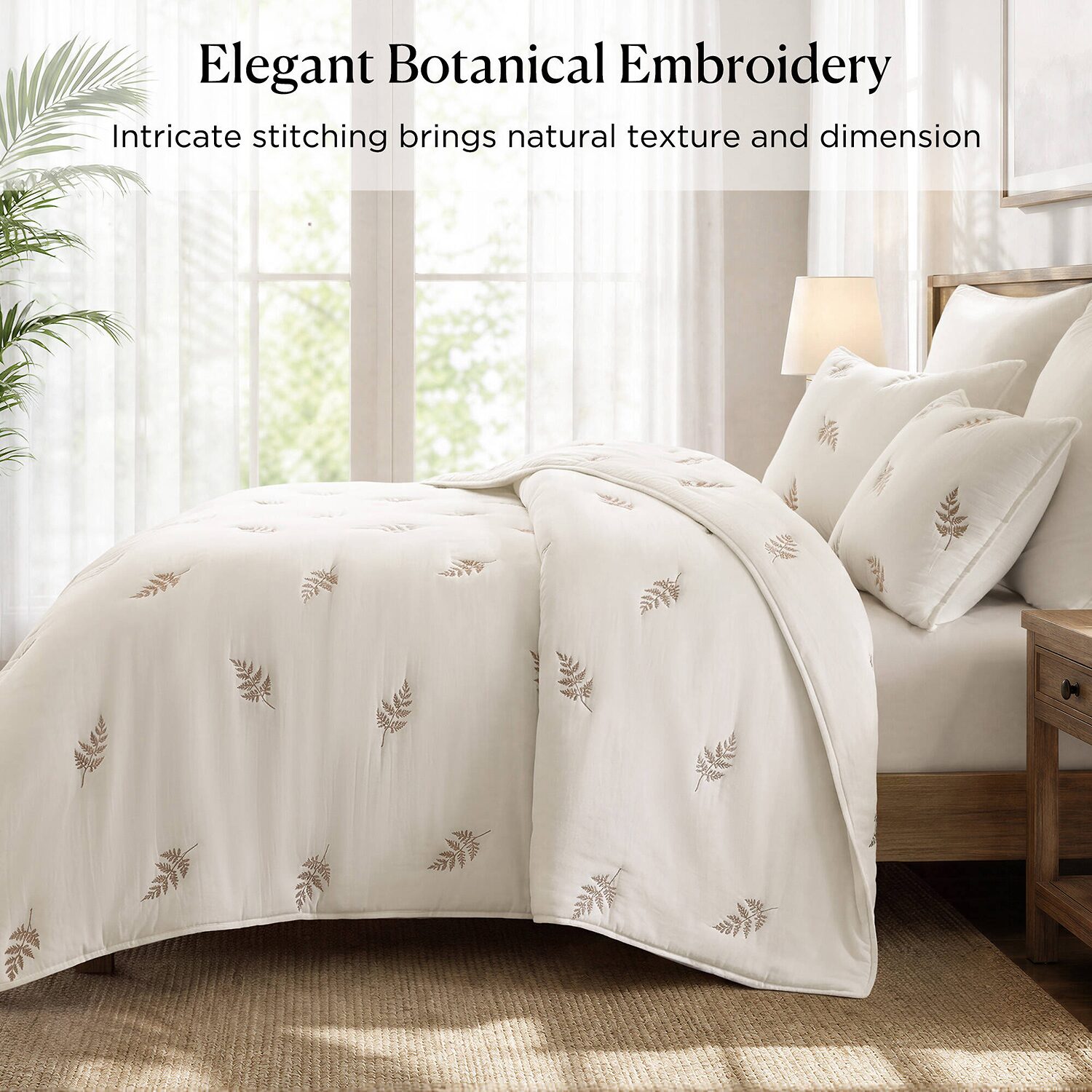 Harbor House Willow Botanical Cotton Lightweight 3-pc. Embroidered Quilt Set