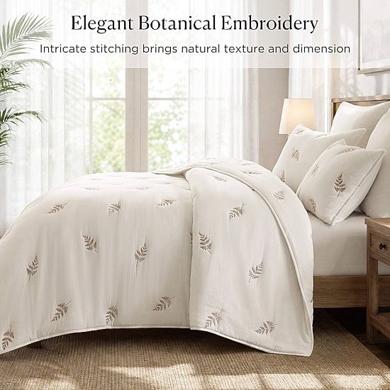 Harbor House Willow Botanical Cotton Lightweight 3-pc. Embroidered Quilt Set