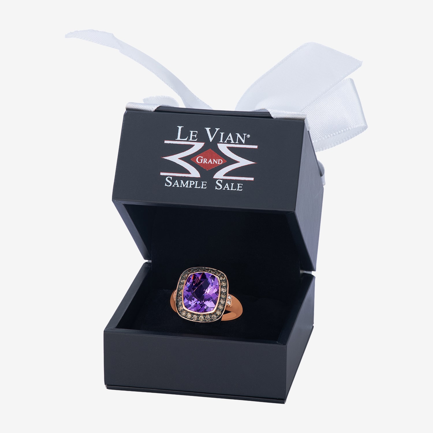 Levian Corp Le Vian Womens 1/3 CT. T.W. Genuine Purple Amethyst 14K Rose Gold Cushion Halo Cocktail Ring