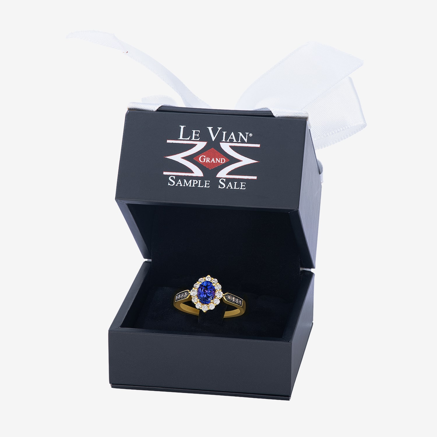 Levian Corp Le Vian Womens 3/8 CT. T.W. Genuine Blue Tanzanite 14K Gold Oval Halo Side Stone Cocktail Ring