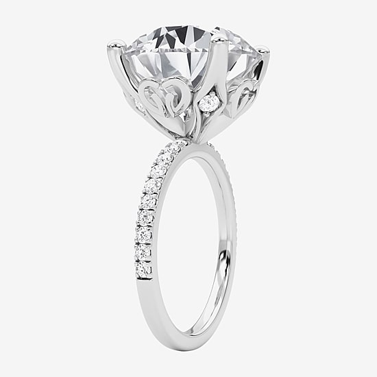 Grown Gorgeous (F / Vs2) Womens 11 1/6 Ct. T.W. Lab Grown White Diamond 14K Gold Round Side Stone Engagement Ring