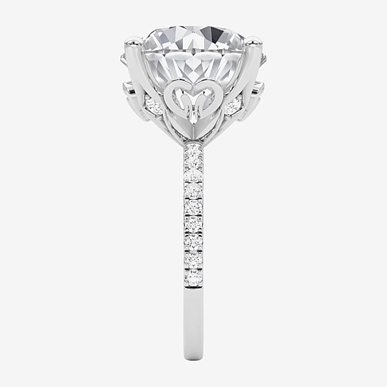 Grown Gorgeous (F / Vs2) Womens 11 1/6 Ct. T.W. Lab Grown White Diamond 14K Gold Round Side Stone Engagement Ring