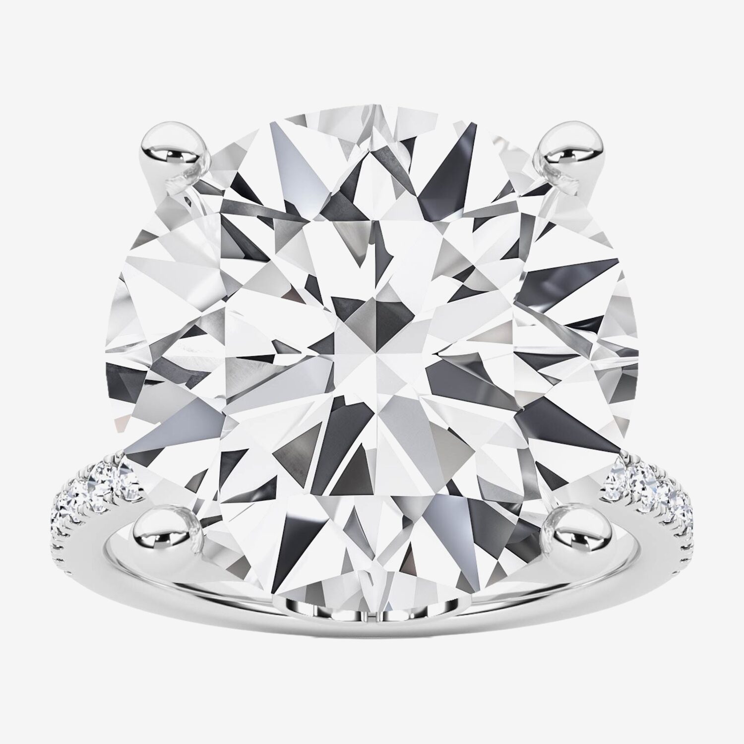 F / Vs2) Womens CT. T.W. Lab Grown White Diamond 14K Gold Round Side Stone Engagement Ring