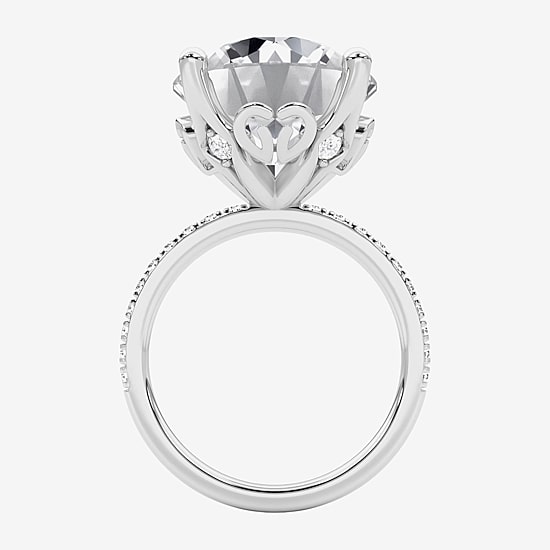Grown Gorgeous (F / Vs2) Womens 11 1/6 Ct. T.W. Lab Grown White Diamond 14K Gold Round Side Stone Engagement Ring