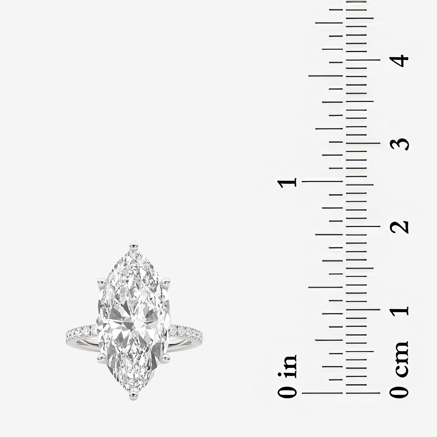 F / Vs2) Womens 1/ Ct. T.W. Lab Grown White Diamond 14K Gold Marquise Side Stone Engagement Ring